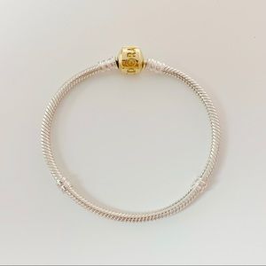 Pandora Silver & 14k Gold Snake Chain Bracelet